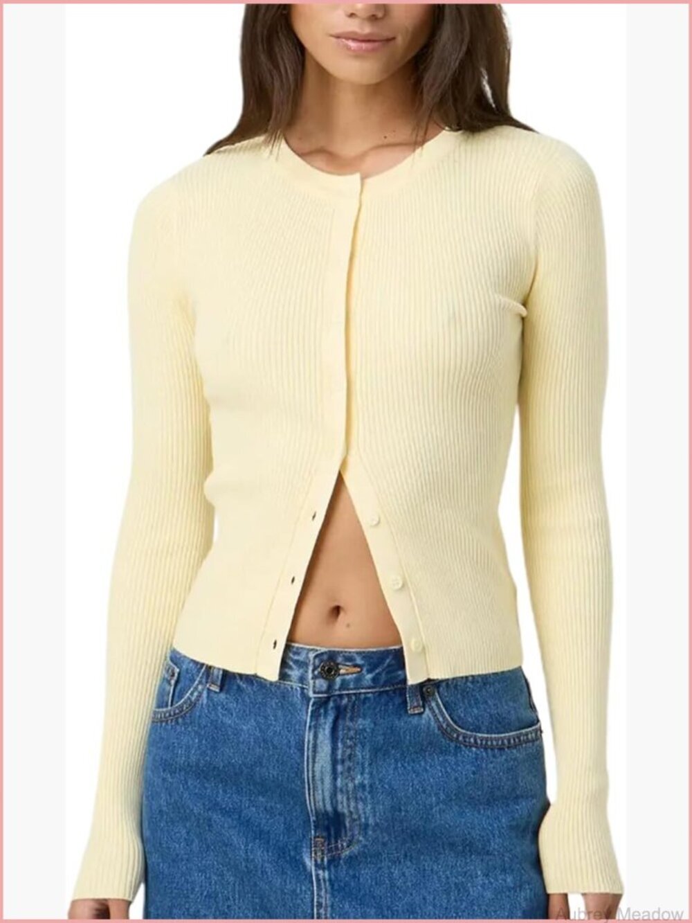 Ribbed Long Sleeve Button Up Cardigan Slim Fit Knit Sweater Going Out Top
